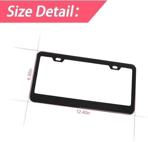XINLIYA Car License Plate Frame, 2 PCS Black Matte Stainless Steel License Plate Cover, Durable Rustproof Universal for Cars, SUVs, Vans with Anti-Theft Screw Set, Car Accessories (Black) in Saudi Arabia