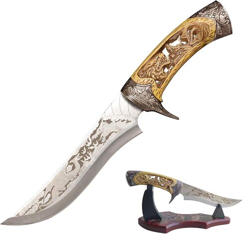 سيف بنمط تنين أصفر من الفولاذ المقاوم للصدأ مقاس 12.2 بوصة مع حامل عرض للهدايا والعرض in Kuwait