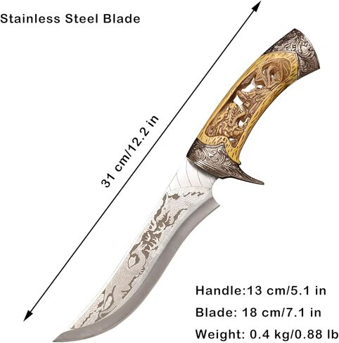 سيف بنمط تنين أصفر من الفولاذ المقاوم للصدأ مقاس 12.2 بوصة مع حامل عرض للهدايا والعرض in Kuwait