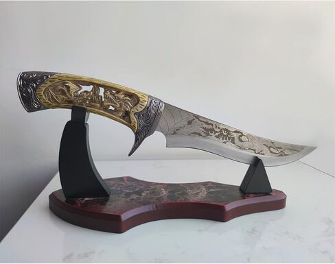 سيف بنمط تنين أصفر من الفولاذ المقاوم للصدأ مقاس 12.2 بوصة مع حامل عرض للهدايا والعرض in Kuwait