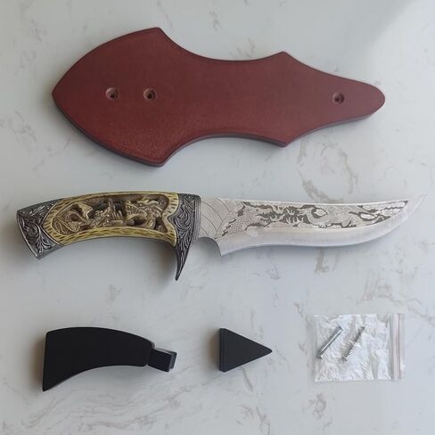 سيف بنمط تنين أصفر من الفولاذ المقاوم للصدأ مقاس 12.2 بوصة مع حامل عرض للهدايا والعرض in Kuwait