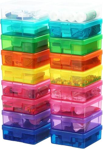 Party Club of America 18 Pack Small Clear Plastic Storage Boxes with Lids, Craft Jewelry Life Item Organizer for Puzzles, Pens, Rings, Needle and Thread, Nail Polish, Remote Controls in Saudi Arabia