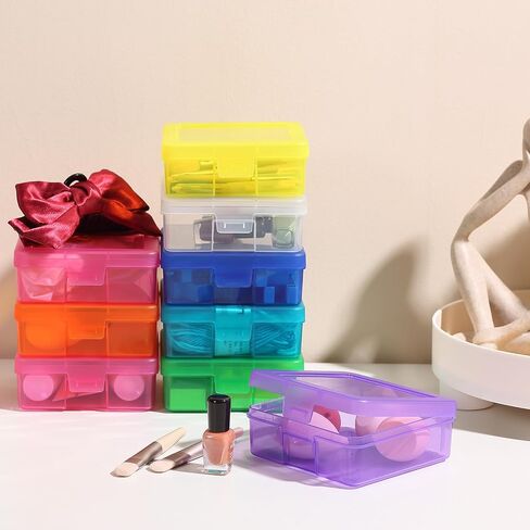 Party Club of America 18 Pack Small Clear Plastic Storage Boxes with Lids, Craft Jewelry Life Item Organizer for Puzzles, Pens, Rings, Needle and Thread, Nail Polish, Remote Controls in Saudi Arabia