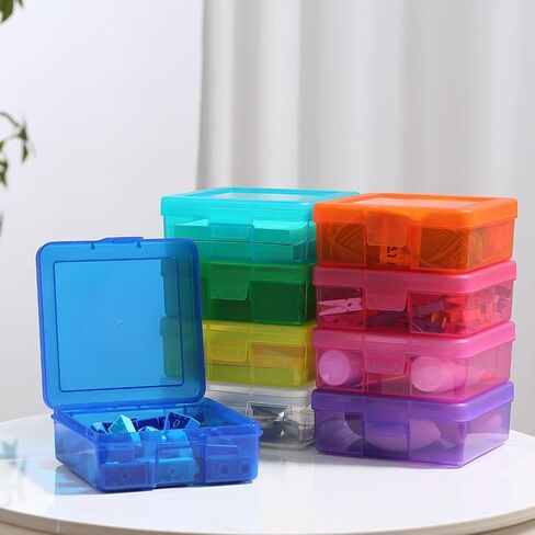 Party Club of America 18 Pack Small Clear Plastic Storage Boxes with Lids, Craft Jewelry Life Item Organizer for Puzzles, Pens, Rings, Needle and Thread, Nail Polish, Remote Controls in Saudi Arabia