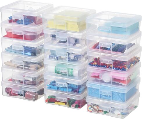 Party Club of America 18 Pack Small Clear Plastic Storage Boxes with Lids, Craft Jewelry Life Item Organizer for Puzzles, Pens, Rings, Needle and Thread, Nail Polish, Remote Controls in Saudi Arabia