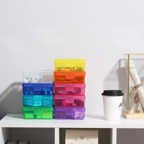 Party Club of America 18 Pack Small Clear Plastic Storage Boxes with Lids, Craft Jewelry Life Item Organizer for Puzzles, Pens, Rings, Needle and Thread, Nail Polish, Remote Controls in Saudi Arabia