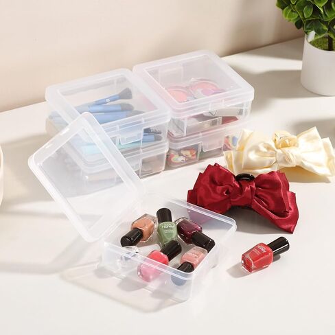 Party Club of America 18 Pack Small Clear Plastic Storage Boxes with Lids, Craft Jewelry Life Item Organizer for Puzzles, Pens, Rings, Needle and Thread, Nail Polish, Remote Controls in Saudi Arabia