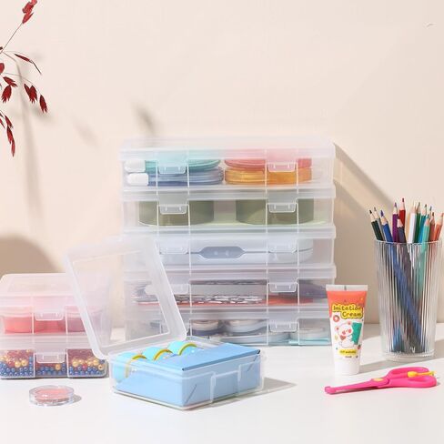 Party Club of America 18 Pack Small Clear Plastic Storage Boxes with Lids, Craft Jewelry Life Item Organizer for Puzzles, Pens, Rings, Needle and Thread, Nail Polish, Remote Controls in Saudi Arabia