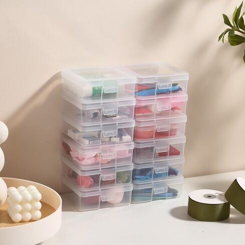 Party Club of America 18 Pack Small Clear Plastic Storage Boxes with Lids, Craft Jewelry Life Item Organizer for Puzzles, Pens, Rings, Needle and Thread, Nail Polish, Remote Controls in Saudi Arabia