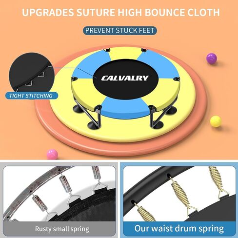 Trampoline for Kids, Upgrade Full Anti-Rust 440lbs Indoor Outdoor Toddler Trampoline with Net, Adjustable Baby Toddler Trampoline with Basketball Hoop, Dart Board Boys Girls Dark Yellow Blue in Saudi Arabia