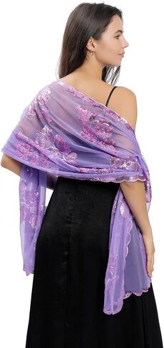 Women's Sparkling Sequin Deco Wedding Scarf for Bride 1920s Shawls and Wraps for Evening Party Dress in Saudi Arabia