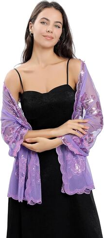 Women's Sparkling Sequin Deco Wedding Scarf for Bride 1920s Shawls and Wraps for Evening Party Dress in Saudi Arabia