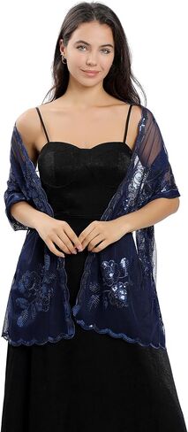 Women's Sparkling Sequin Deco Wedding Scarf for Bride 1920s Shawls and Wraps for Evening Party Dress in Saudi Arabia