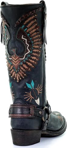 حذاء كورال للسيدات أسود بطبقة نسر وحزام لراكبي الدراجات النارية A3616 in Kuwait