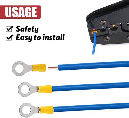 100 قطعة من Hilitchi 12-10AWG أطراف معزولة بحلقة موصلات تجعيد الأسلاك الكهربائية (أصفر - M8) (أصفر - M8) in Saudi Arabia