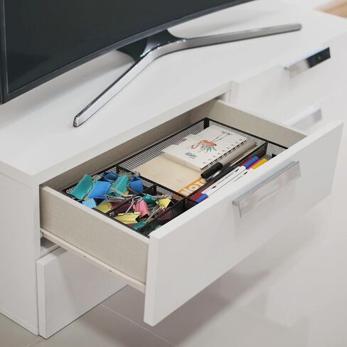 Desk Drawer Organizer Tray with Adjustable Compartments, 6 Grid Metal Mesh Drawer, Multi-use Desk Organizer Storage Box Set for Office,Home,School Supplies, 12.6X9X1.9 inch in Saudi Arabia