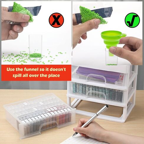 Diamond Painting Storage Containers Drawer with 150 Slots Diamond Painting Containers with Diamond Painting Accessories and Tools Clear Plastic Storage Box for DIY Diamond Craft Jewelry Bead Nail Pill in Saudi Arabia