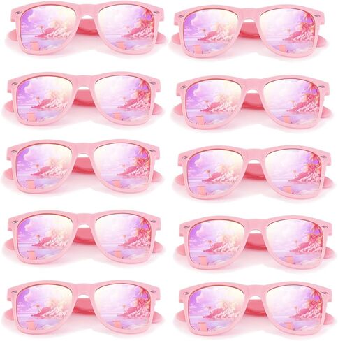 Eyegla 10 حزمة نظارات شمسية نيون للحفلات تفضل الكبار ظلال نظارات شمسية السائبة مجموعة Sunies عدسات مرآة ملونة حجب الأشعة فوق البنفسجية in Kuwait