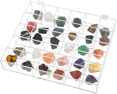 حافظة عرض صخرية شفافة صندوق تجميع أكريليك قابل للتعديل حافظة عرض كريستال معدنية رأس السهم أحجار تخزين المقتنيات حامل منظم أرفف عرض مع غطاء in Kuwait