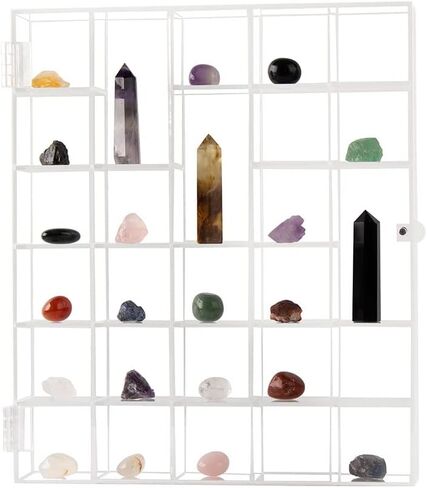 حافظة عرض صخرية شفافة صندوق تجميع أكريليك قابل للتعديل حافظة عرض كريستال معدنية رأس السهم أحجار تخزين المقتنيات حامل منظم أرفف عرض مع غطاء in Kuwait