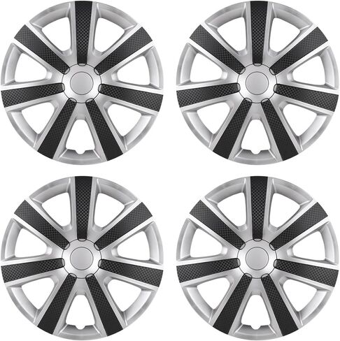 Hubcaps 16", Wheel Rim Cover Universal R16 Hub Caps, Snap On Car Pickup Truck SUV, Wheel Covers, Set of 4, 16-Inch, Silver & Mold Texture in Saudi Arabia