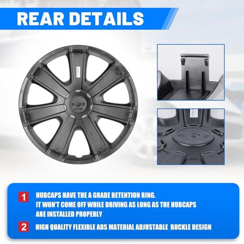 Hubcaps 16", Wheel Rim Cover Universal R16 Hub Caps, Snap On Car Pickup Truck SUV, Wheel Covers, Set of 4, 16-Inch, Silver & Mold Texture in Saudi Arabia