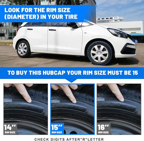 Hubcaps 16", Wheel Rim Cover Universal R16 Hub Caps, Snap On Car Pickup Truck SUV, Wheel Covers, Set of 4, 16-Inch, Silver & Mold Texture in Saudi Arabia