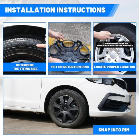 Hubcaps 16 بوصة، غطاء حافة العجلة، أغطية محور R16 عالمية، سهلة التركيب على شاحنة بيك اب السيارة SUV، أغطية العجلات، مجموعة من 4 قطع، 16 بوصة، نسيج فضي وعفن in Kuwait