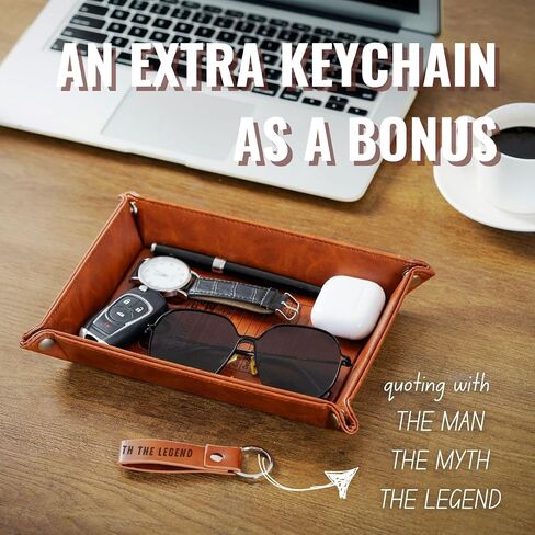 INNObeta Coach Gifts Valet Tray for Men, Desktop Storage Organizer PU Leather Bedside Tray Key Coin Holder for All Kinds of Coaches, Perfect for Birthday, Christmas - Fact in Saudi Arabia