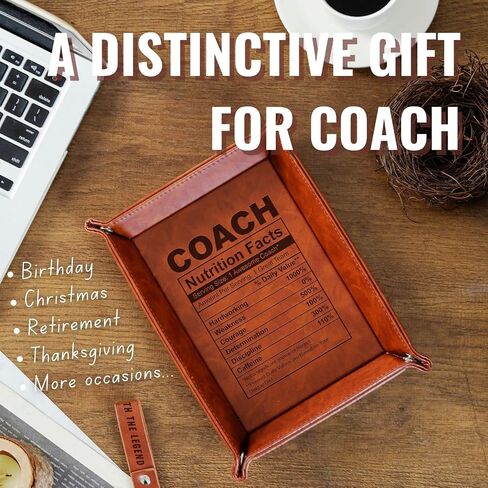 INNObeta Coach Gifts Valet Tray for Men, Desktop Storage Organizer PU Leather Bedside Tray Key Coin Holder for All Kinds of Coaches, Perfect for Birthday, Christmas - Fact in Saudi Arabia