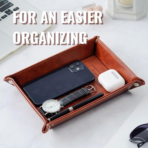 INNObeta Coach Gifts Valet Tray for Men, Desktop Storage Organizer PU Leather Bedside Tray Key Coin Holder for All Kinds of Coaches, Perfect for Birthday, Christmas - Fact in Saudi Arabia