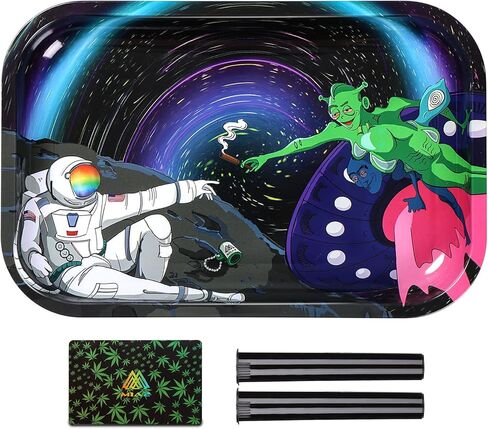 مجموعة كومبو صينية لف معدنية مقاس 7 بوصة × 11 بوصة صينية تزيين فنية أصلية متينة ممتازة وأنيقة وحواف مستديرة ناعمة in Kuwait