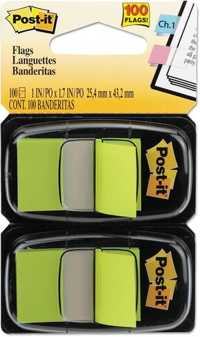 3M 680BG2 أعلام Post-It في موزع، مقاس 1 بوصة، أخضر ساطع، 100 علم/عبوة in Saudi Arabia