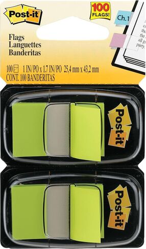 3M 680BG2 أعلام Post-It في موزع، مقاس 1 بوصة، أخضر ساطع، 100 علم/عبوة in Saudi Arabia