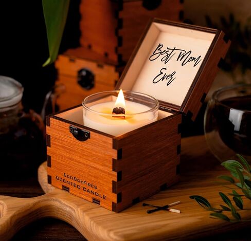 Best Mom Ever Scented Candle with Wooden Box Mothers day Gifts for mom birthday Gifts from daughter Decorative candles for women Candle for mom gifts Birthday presents for mom Cute candles in Saudi Arabia