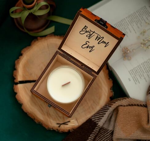 Best Mom Ever Scented Candle with Wooden Box Mothers day Gifts for mom birthday Gifts from daughter Decorative candles for women Candle for mom gifts Birthday presents for mom Cute candles in Saudi Arabia
