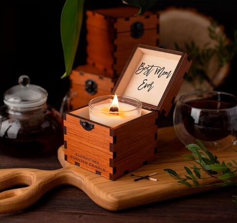 Best Mom Ever Scented Candle with Wooden Box Mothers day Gifts for mom birthday Gifts from daughter Decorative candles for women Candle for mom gifts Birthday presents for mom Cute candles in Saudi Arabia