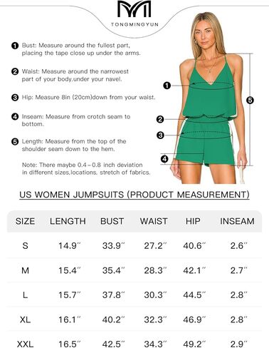 Tongmingyun Womens Summer Striped Rompers Casual V Neck Spaghetti Straps Elastic Waist Short Jumpsuits in Kuwait