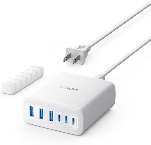 Anker USB-C Charger, 1 1 2W Max 6-Port Charging Station, for iPhone 15/14/13/12 Series, MacBook Air, Pixel, Galaxy, iPad and More (Cable Not Included)-White in Kuwait