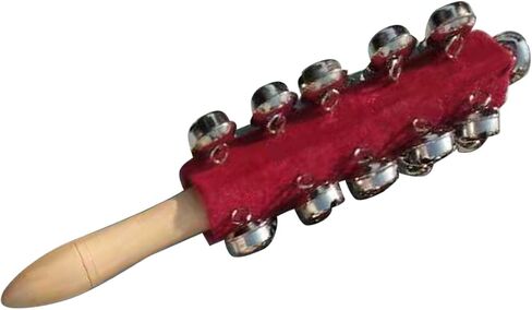 Christmas Hand Jingle Bells, Wooden Hand Sleigh Bells Jingle Shaker Bells, Handhold Bell Rattles Musical Bell Instruments Handheld Bells Holiday Christmas Decor (Red) in Saudi Arabia