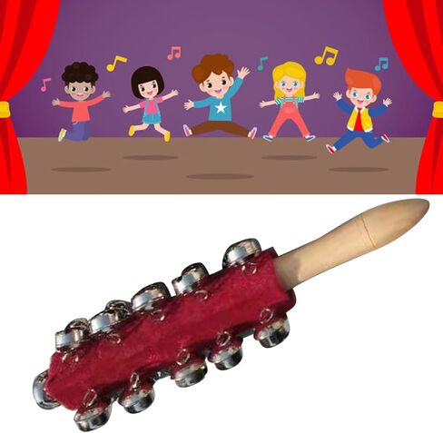 Christmas Hand Jingle Bells, Wooden Hand Sleigh Bells Jingle Shaker Bells, Handhold Bell Rattles Musical Bell Instruments Handheld Bells Holiday Christmas Decor (Red) in Saudi Arabia
