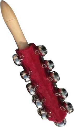 Christmas Hand Jingle Bells, Wooden Hand Sleigh Bells Jingle Shaker Bells, Handhold Bell Rattles Musical Bell Instruments Handheld Bells Holiday Christmas Decor (Red) in Saudi Arabia