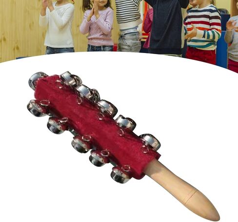 Christmas Hand Jingle Bells, Wooden Hand Sleigh Bells Jingle Shaker Bells, Handhold Bell Rattles Musical Bell Instruments Handheld Bells Holiday Christmas Decor (Red) in Saudi Arabia