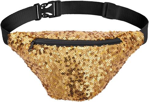 Tipsy Elves Fanny Packs - Green Shiny Sequin Fashion Waist Packs - Adjustable Stap Belt Bag for Concerts Festivals Raves in Saudi Arabia