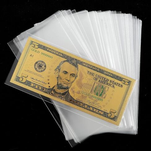 100 Pieces Dollar Bill Sleeves, Money Sleeves for Cash Clear Paper Money Holder Currency Sleeves Protector Bag Money Saving Envelopes Coin Holders for Collectors (6.3x2.9Inch) in Saudi Arabia