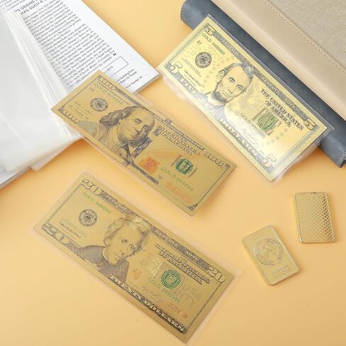 100 Pieces Dollar Bill Sleeves, Money Sleeves for Cash Clear Paper Money Holder Currency Sleeves Protector Bag Money Saving Envelopes Coin Holders for Collectors (6.3x2.9Inch) in Saudi Arabia