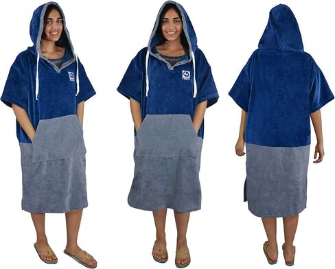 NIXY Hooded Changing Poncho - Quick Dry Terry Cotton Robe for Men, Women, Absorbent, for Swimming, Surfing, Beach & Pool in Saudi Arabia