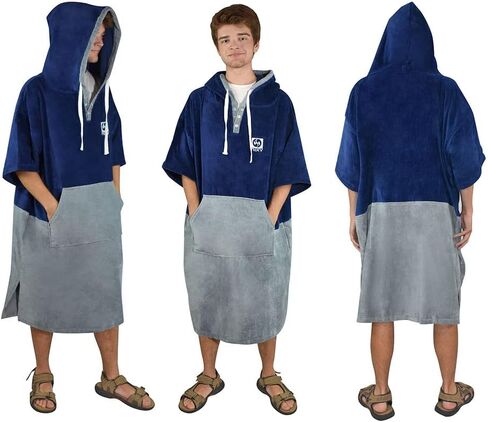 NIXY Hooded Changing Poncho - Quick Dry Terry Cotton Robe for Men, Women, Absorbent, for Swimming, Surfing, Beach & Pool in Saudi Arabia