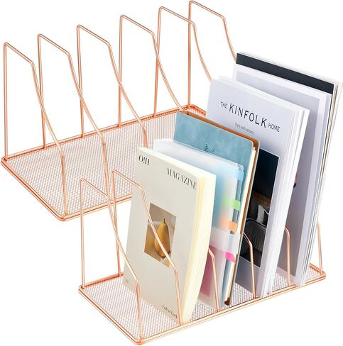 2 Pcs 5 Slot File Sorter Organizer Binder Holder for Desk Wire Magazine Holder Rack Upright File Folder Organizer Stand for Office Book Paper Home Shelf Storage(Black) in Saudi Arabia