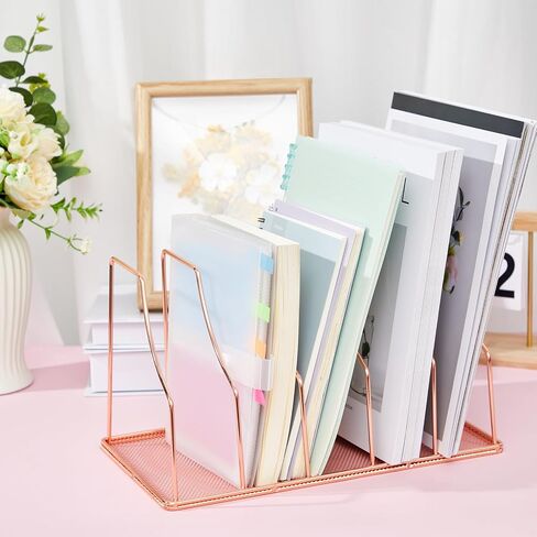 2 Pcs 5 Slot File Sorter Organizer Binder Holder for Desk Wire Magazine Holder Rack Upright File Folder Organizer Stand for Office Book Paper Home Shelf Storage(Black) in Saudi Arabia